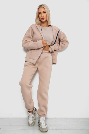 Спортивный костюм женский на флисе, цвет бежевый, 238R5715
