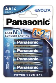 Батарейка Panasonic EVOLTA щелочная AA блистер, 6 шт. (LR6EGE/6B2F)
