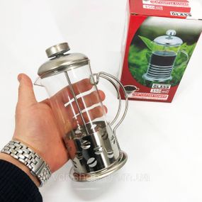 Заварник скляний з пресом, Прес-заварник для чаю Френч-прес для кухні сервірування JB-49