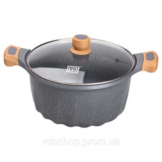 Велика алюмінієва каструля об'ємом 11 літрів з антипригарною кришкою Ø32 см HP-4-435G