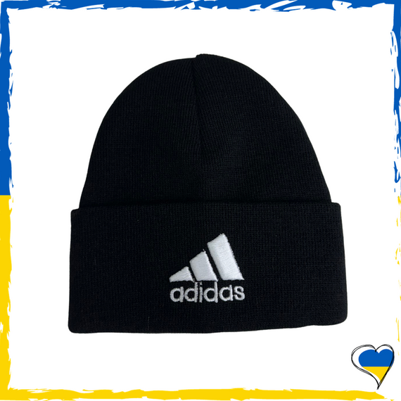 Шапка чорна Adidas брендова універсальна, Адідас. Шапка чоловіча, жіноча, підліткова, дитяча