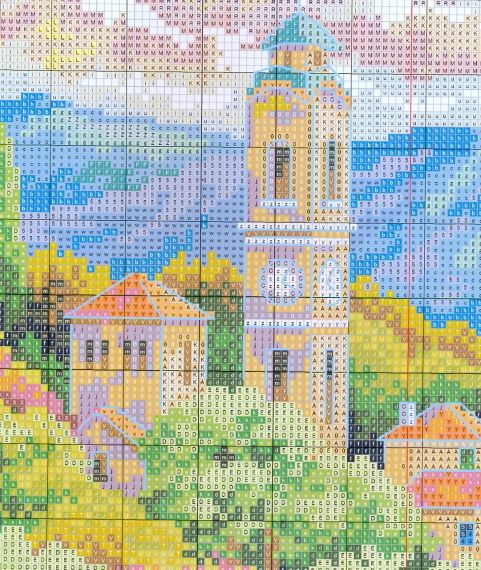 Набір для вишивання за нанесеною на канву схемою  "Seaside clock tower". AIDA 14CT printed, 54*43 см | Зображення 4