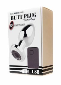 Анальна пробка - Rechargeable Butt Plug Vibrator Silver