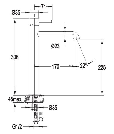 Змішувач для раковини Omnires Y chrome (Y1212CR) | Зображення 1