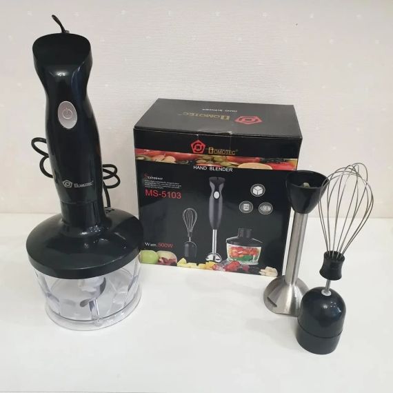 Блендер Domotec Ms-5103 3в1, ручний занурювальний блендер, міксер, кухонний комбайн, кухонний подрібнювач 500 Вт | Зображення 3