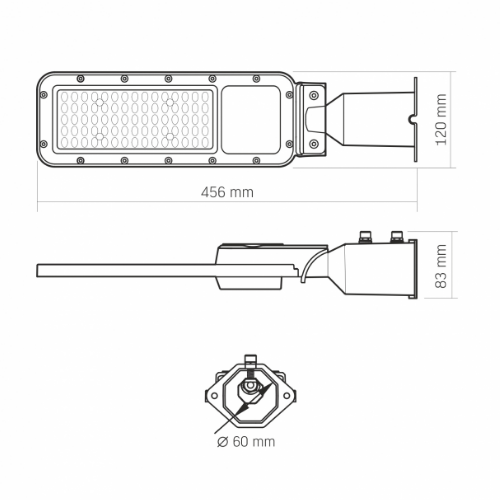 LED Ліхтар вуличний IP65 50W 5500Lm 5000К 220V SLE17 Videx | Зображення 2