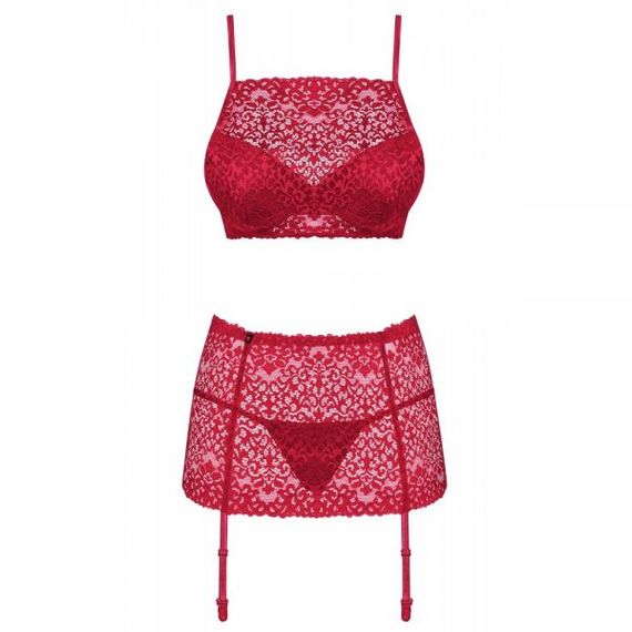 Комплект Obsessive Lividia 3 pcs set red S / M, Бордовый, S/M | Зображення 4