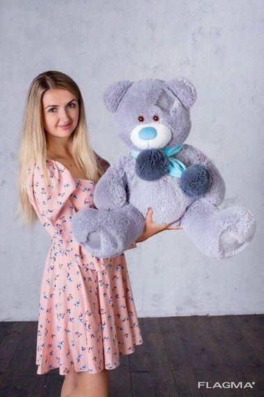 Мишка с латками плюшевый Yarokuz Уолтер 80 см Серый | Зображення 2