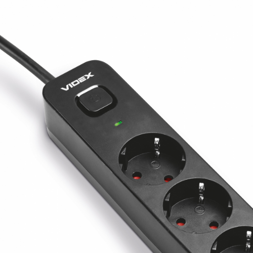 Мережевий подовжувач із заземленням 4 розетки/1USB-A/1Type-C 3м з кнопкою чорний VF-PD43G1QC1PD-B Oncord Videx | Зображення 6