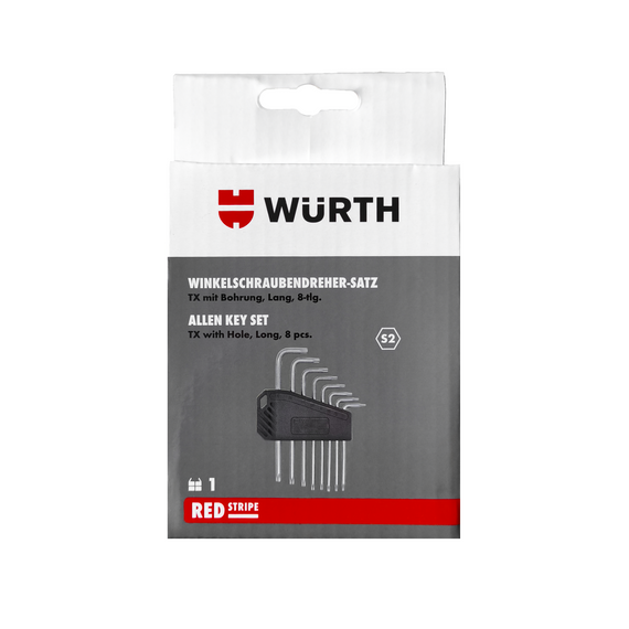 Набір ключів Г-подібних TORX з отвором, TX6-25, 8 шт., RED STRIPE | Зображення 1