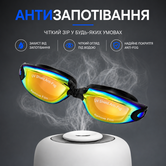 Окуляри для спортивного плавання, змагань та басейну стартові з 3D-технологією пам'яті та берушами | Зображення 5