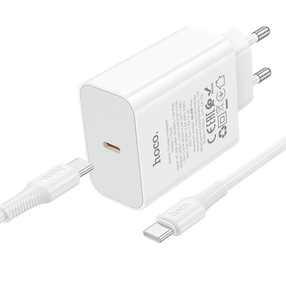 МЗП Hoco C162A Source PD40W (1USB-C) + кабель Type-C to Type-C White | Зображення 4