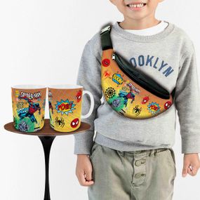 Подарочный набор :Сумка-бананка+ Кружка Человек паук "Spiderman" Спайдермен детский,для мальчика (00261)