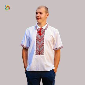 Рубашка Украинская вышиванка 588 цвет белый размер XL/XXL