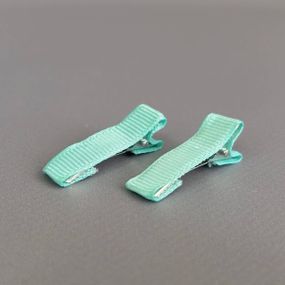 (10 шт) Заколка-заготовка уточка с репсовой лентой 3,5 см - мятный
