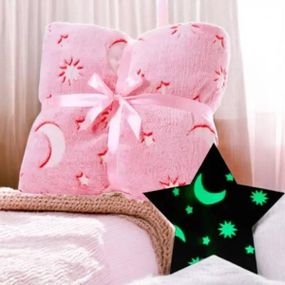 Плед покривало флуоресцентний 180*200 Рожевий, що світиться в темряві.