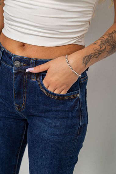 Джинси жіночі однотонні утеплені Skinny, колір синій, 244R5690 | Зображення 4