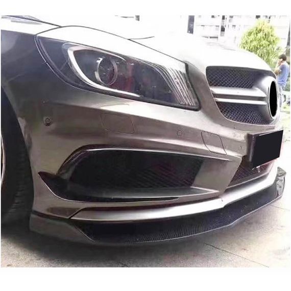 Передняя губа бампера V1 для AMG-Line / A45 AMG HB 2013-2015, Карбон для Mercedes A-сlass W176 | Зображення 2