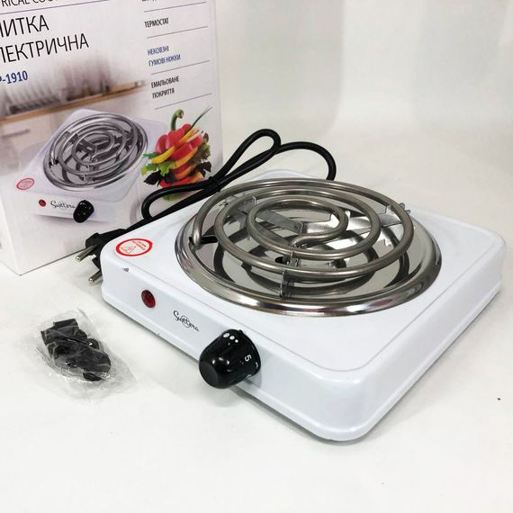 Електроплита 1 комфорка Suntera SP-1910 біла | Потужна настільна електроплита IN-797 Плита домашня