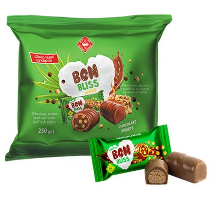 Цукерки глазуровані BON BLISS хрусткий 250г (214262)
