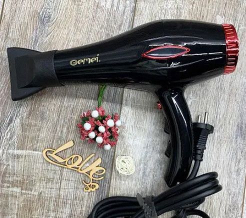 Фен для сушіння укладання волосся Gemei GM 1770 2200 Вт електрофен Чорний
