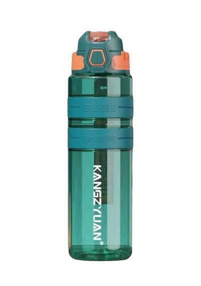 Спортивная бутылка KANGZYUAN 500 мл - Зеленая Tritan BPA-free, ударопрочная эко-бутылка с трубочкой и ремешком | Зображення 7
