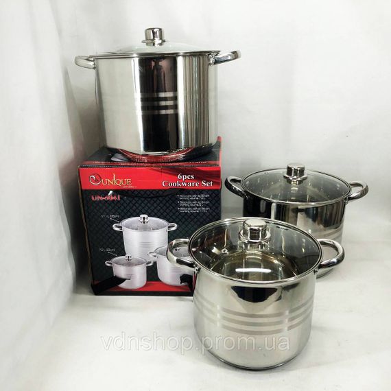 Набір каструль для електроплити Unique, Набір каструль з антипригарним покриттям Комплект HN-93 | Зображення 1