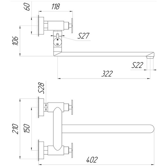 Змішувач для ванни Globus Lux DUKAT-8 SD8-108 | Зображення 1