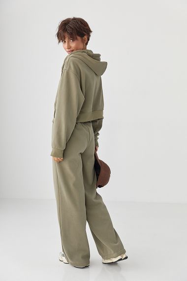 Теплий спортивний костюм з об'ємним написом - хакі цвет, M/L (є розміри) | Зображення 1