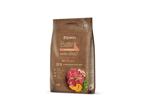 Fitmin dog Purity GF Adult Mini Beef (для дорослих собак малих порід з яловичиною), 4 кг | Зображення 1
