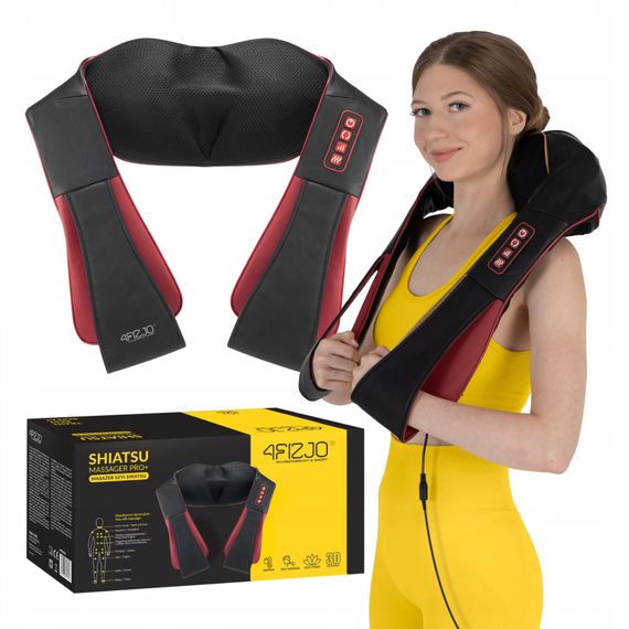 Накидка-масажер 4FIZJO Shiatsu Pro+ для шиї та спини 4FJ0565 Black/Red (P-5907739319074)