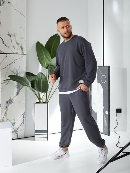 Мужской спортивный костюм свободный с эффектом 2 в 1, LI2015 цвет серый, размер 44/46 | Зображення 1