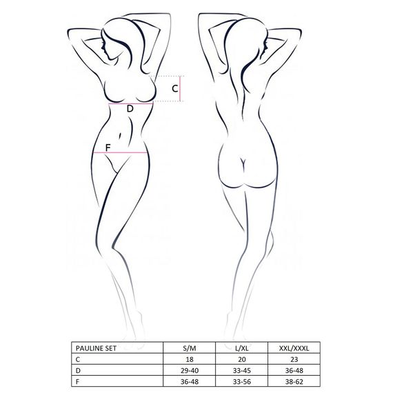 Комплект білизни Passion PAULINE SET S/M, black, стрепи, ліф, стрінги і пояс для панчох | Зображення 6