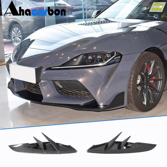 Накладки на передній бампер (Карбон) для Toyota Supra 2019- рр