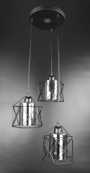 Люстра підвісна LOFT на 3 лампочки 25978 Чорний 30-95х47х47 см.