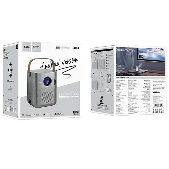 Проектор Hoco DT4 Smart full autofocus 720P (Android version) Metal grey | Зображення 5