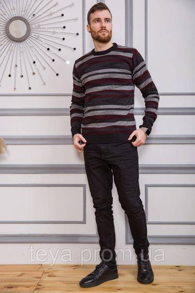 Светр чоловічий колір чорно-бордовий розміри XXL, XL, L FA_001985 | Зображення 1