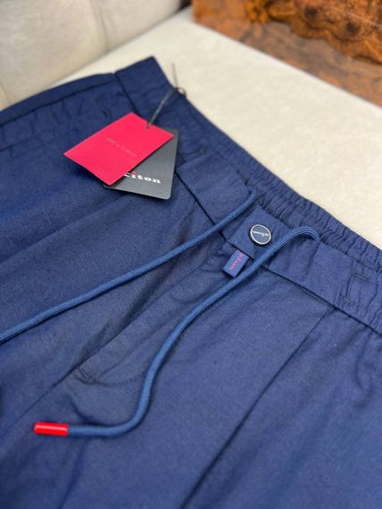 Льняні чоловічі штани Kiton темно-синього кольору 8002-1 d070 | Зображення 3