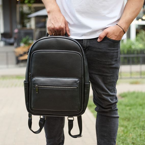 Шкіряний чоловічий рюкзак класичний чорний з натуральної шкіри якісний  Tiding Bag 68932 | Зображення 4