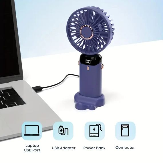 Переносний домашній мінівентилятор з USB-зарядкою, складаний на 90°, цифровий дисплей | Зображення 5