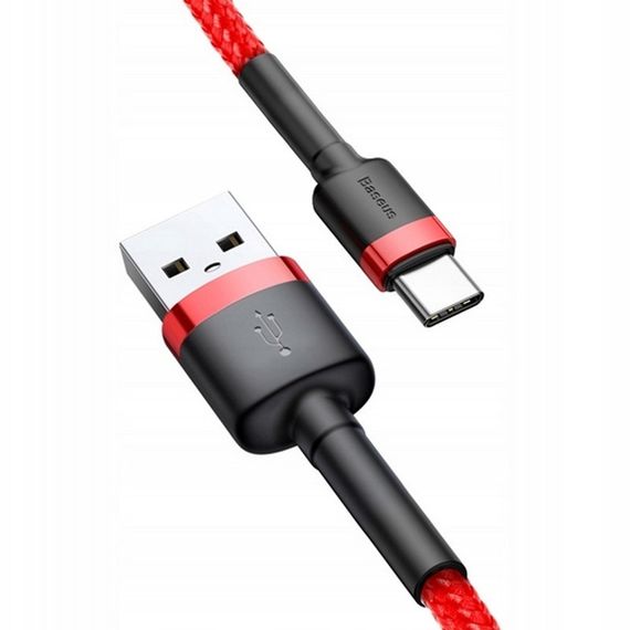 Дата кабель Baseus Cafule Type-C Cable 3A (1m) (CATKLF-B) Красный / Черный
