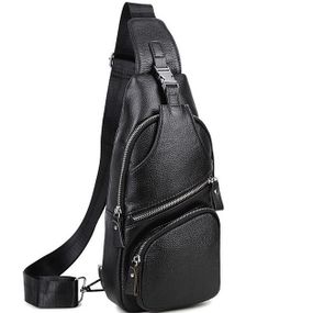 Чоловіча шкіряна сумка-слінг чорна TIDING BAG - MK-96303