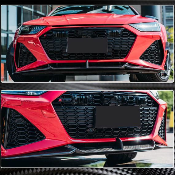 Накладка на передний бампер Lip V2 (для RS7, сухой карбон) для Ауди A7 2018- гг | Зображення 2