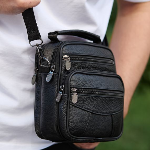 Чоловіча сумка-барсетка шкіряна чорна Tiding Bag 32051
