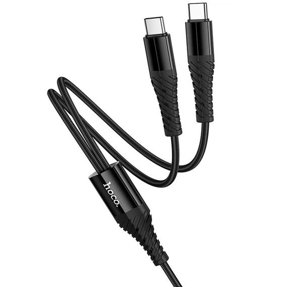 Дата кабель Hoco X123 Victory 2in1 Type-C to Type-C/Type-C 3A (1m) Black | Зображення 3