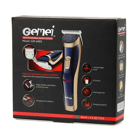 Акумуляторна машинка для стрижки волосся Gemei GM-6005 / Бритва триммер для чоловіків, для стрижки WP-375 для дому | Зображення 2