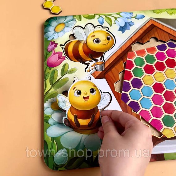 Деревянный пазл-вкладыш "Веселые пчелки" Ubumblebees (ПСД165) PSD165 | Зображення 3