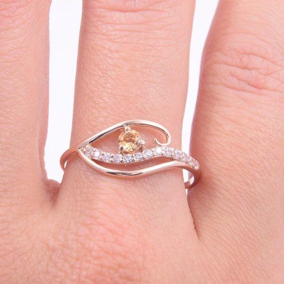 Кольцо из красного золота с цитрином 16.5 | Зображення 4