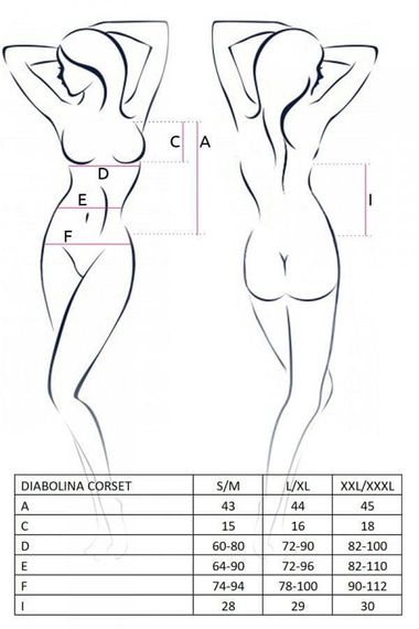 Корсет с открытой грудью Passion DIABOLINA CORSET Черный S/M | Зображення 2