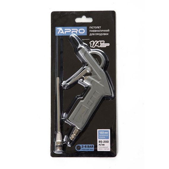 Пістолет продувний пневматичний (метал. корпус) подовжений 122 мм APRO 8500721 | Зображення 2